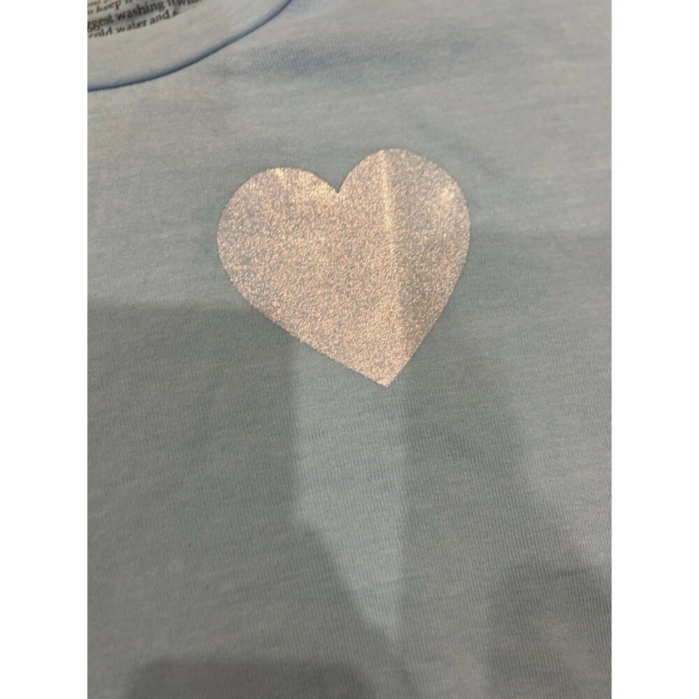 Aviator Nation Glitter Heart Relaxed Crewneck Sweatshirt Blue Size XS New - Picture 4 of 11